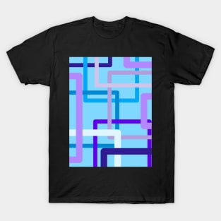 Blue Pipes Geometric Pattern T-Shirt